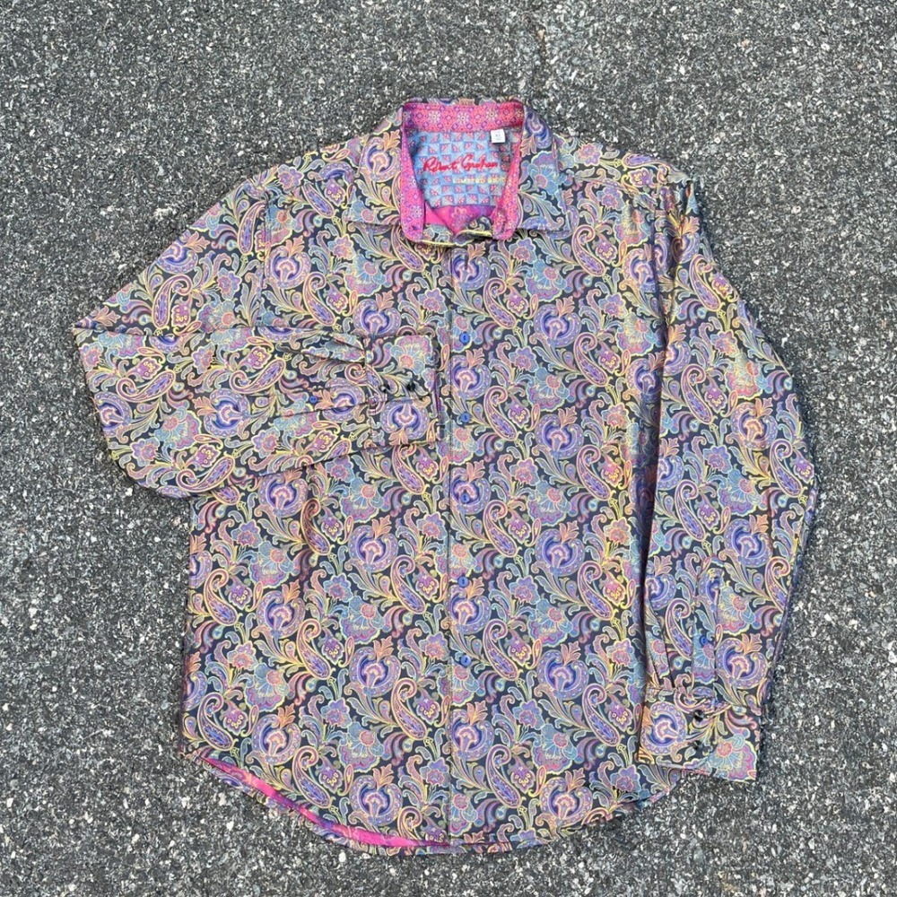 Robert Graham Limited Edition Silk Paisley Shirt Mens XL Classic Fit Multicolor - Picture 3 of 9
